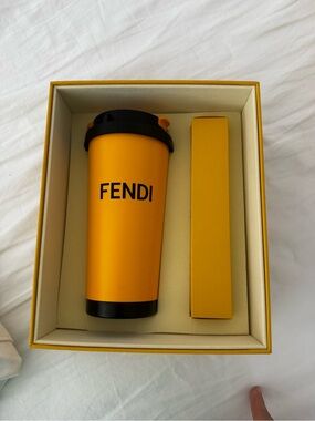 Fendi Yellow Travel Tumbler with Black Accents